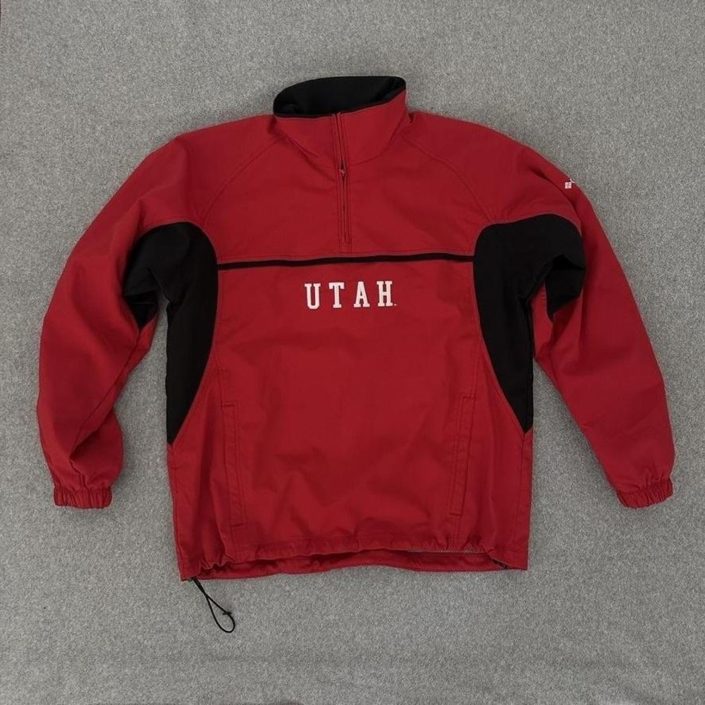 Utah Utes Jacket Large Red NCAA College Columbia Quarter‎ Zip Pullover Shell